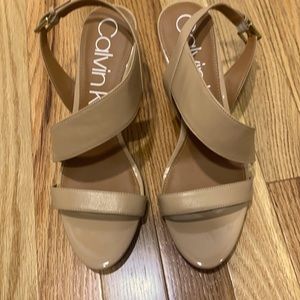 Calvin Klein sandals. Size 9. Color tan. Heel 3”